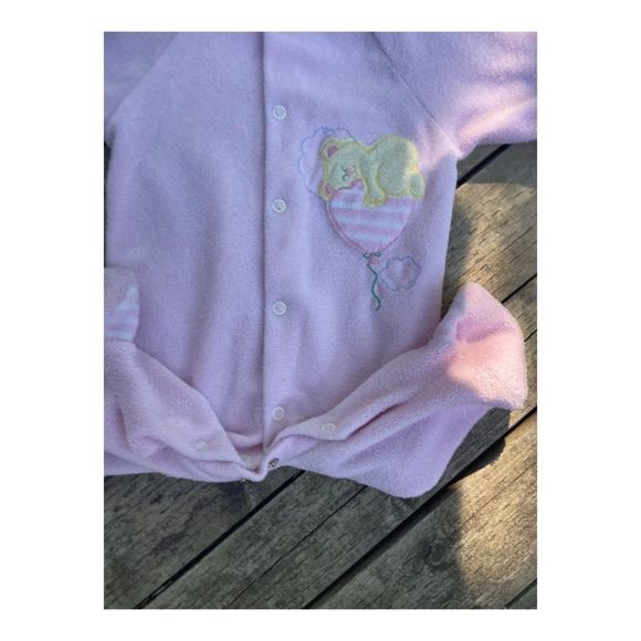 Vintage 80s Terry Cloth Footy Sleeper Teddy - Picture 3 of 9